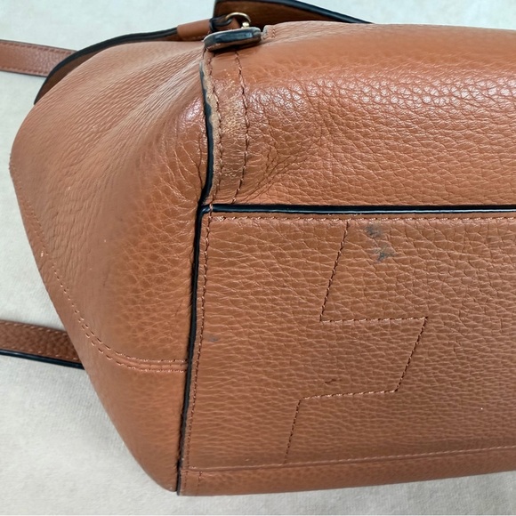 Tory Burch Brown Leather Half-Moon Top Handle Satchel Crossbody Bag - Picture 8 of 15